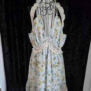 Peach Love Crocheted Floral Sleeveless Dress